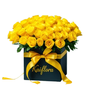 Yellow Roses In A Hatbox - Kaiflora