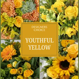A collage of different youthful yellow flowers