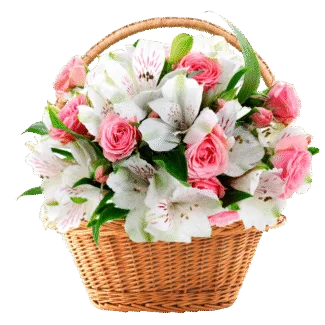 Blissful Elegance Pink and White Flower Basket Arrangement
