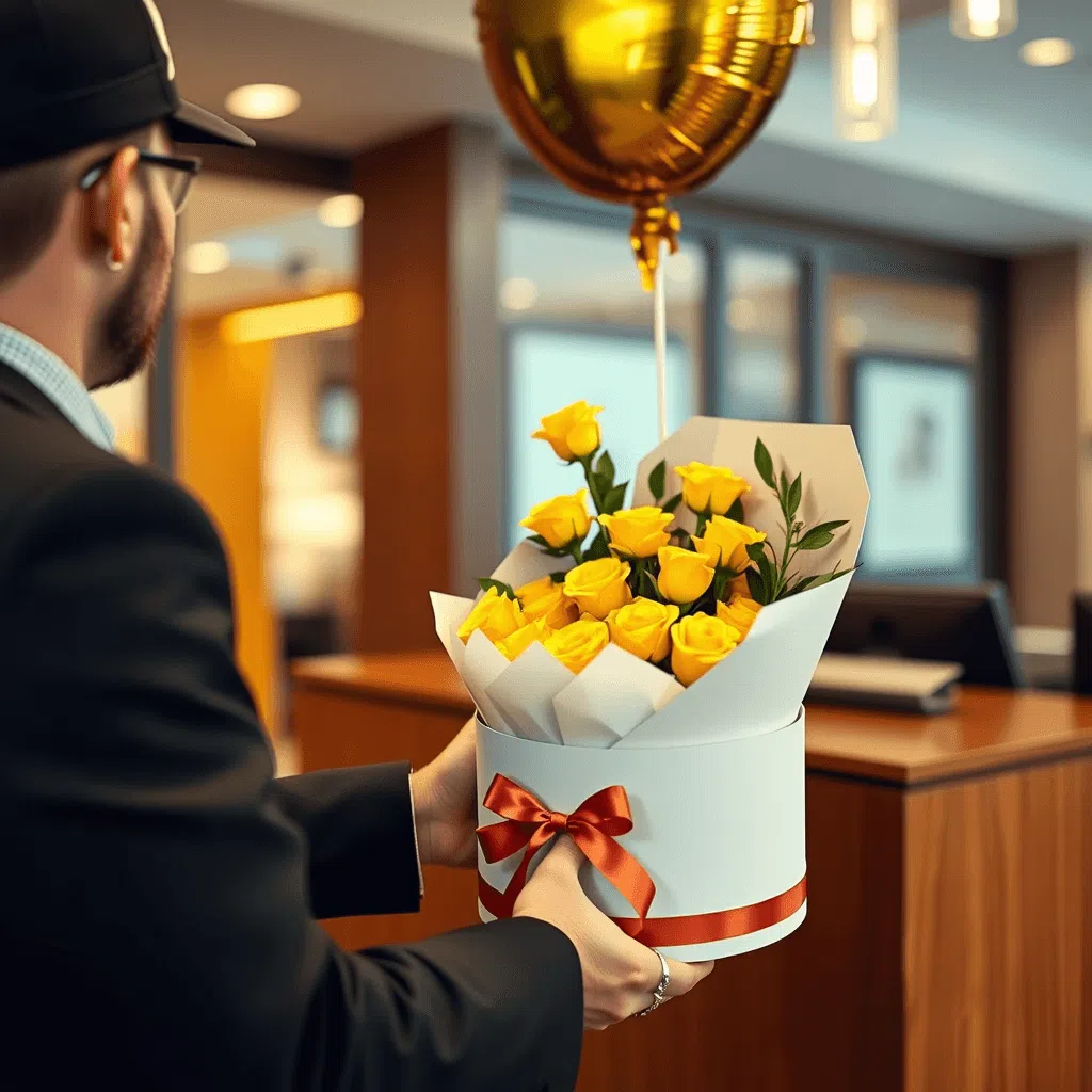 Canary Crush yellow roses congratulations hatbox Kaiflora