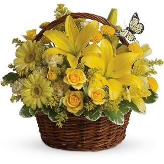 Yellow Mellow Luxury Yellow Flower Basket | Same-Day Flower South Africa